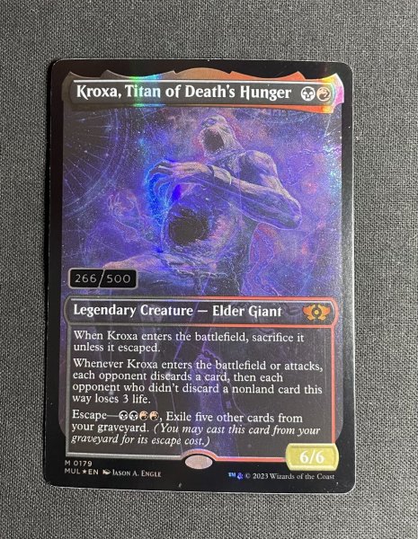 画像1: 《実物写真掲載商品》《Foil》《ダブルレインボウ》Kroxa,Titan of Death's Hunger/死の飢えのタイタン、クロクサ《179》《シリアルNo.266/500》《状態:SP》#1153 (1)